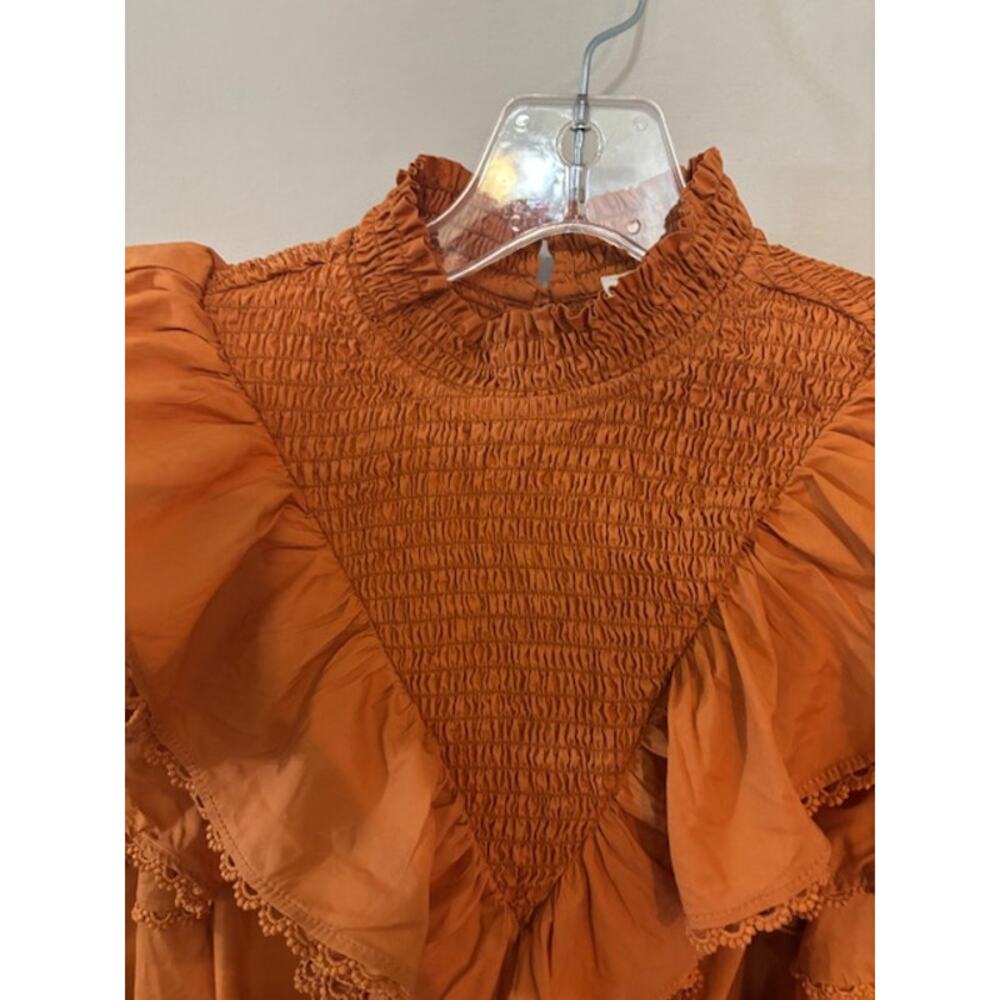 TUCKERNUCK Hyacinth House Persimmon Ruffle Parker Blouse Top Size XXS - Picture 8 of 9